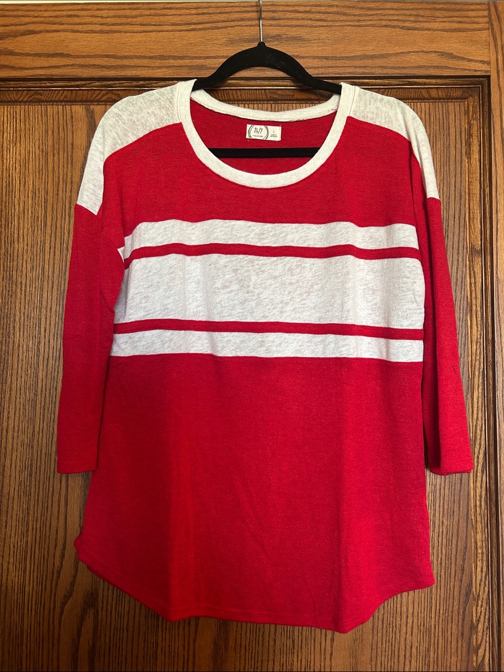 Striped Red and White Long Sleeve Tee by Maurices